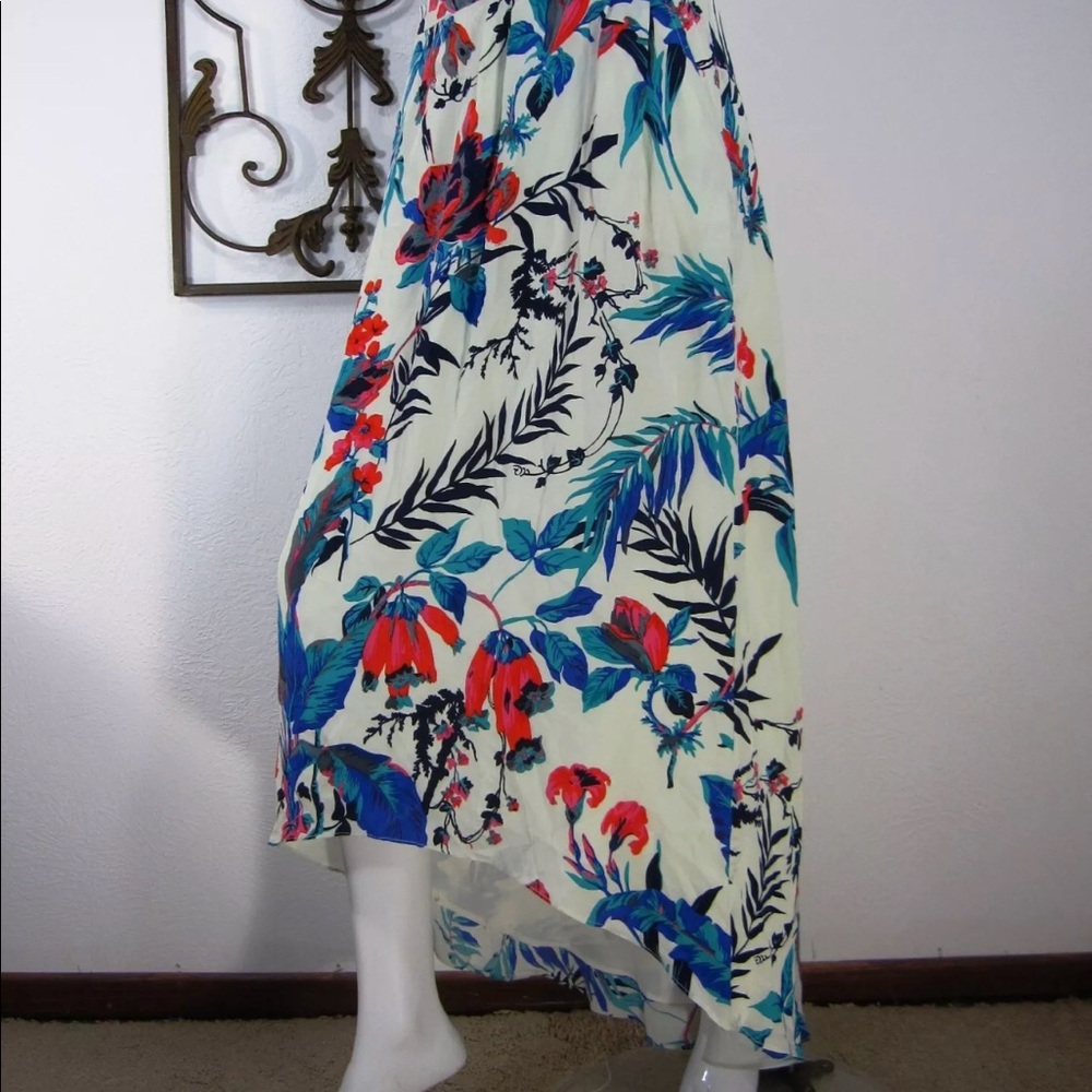 Silk floral hi-low maxi skirt